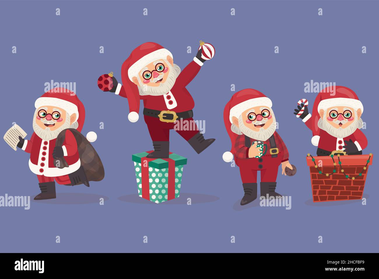 hand drawn santa claus characters collection abstract design vector ...
