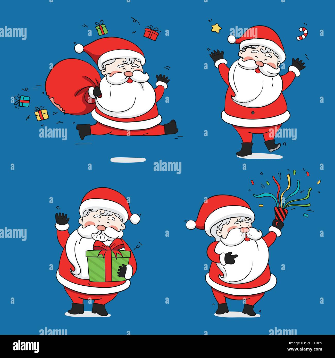 hand drawn santa claus characters collection abstract design vector ...