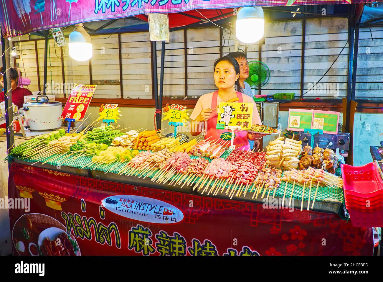 CHIANG MAI, THAILAND MAY 4, 2019 The stall of the food court of