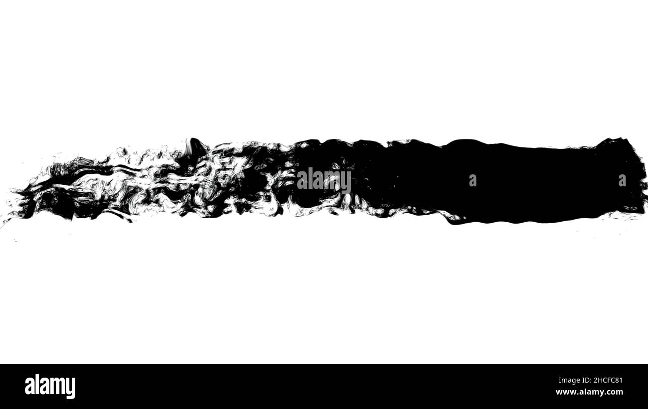 Handmade straight black paint brush stroke isolated over the white
