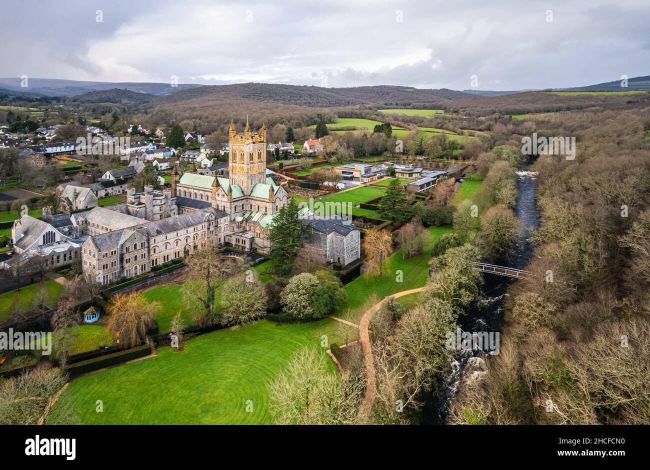 Buckfast Abbey Church from a drone, Buckfastleigh, Devon, England, Europe Stock Photo Alamy