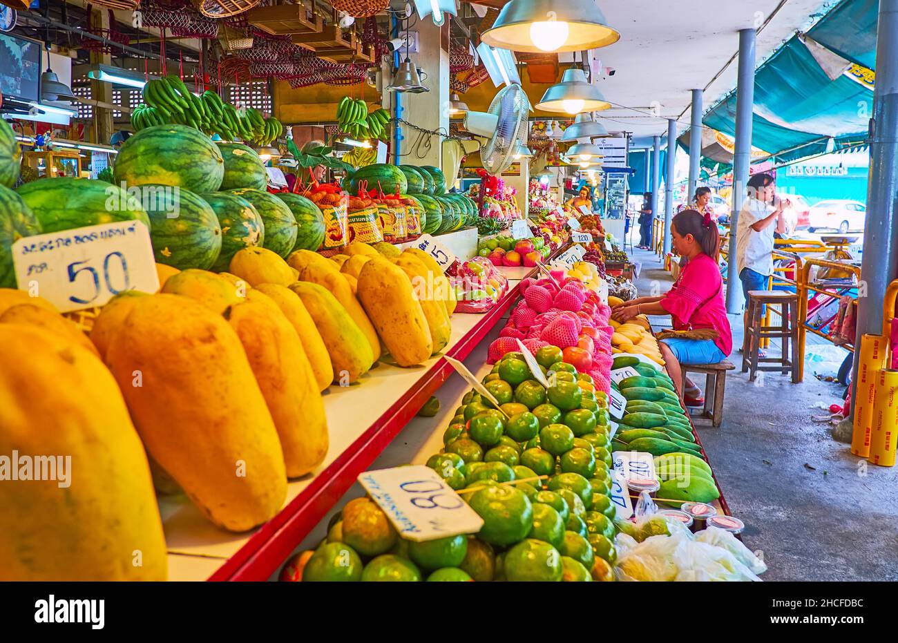 CHIANG MAI, THAILAND MAY 4, 2019 Tanin market stall with wide range