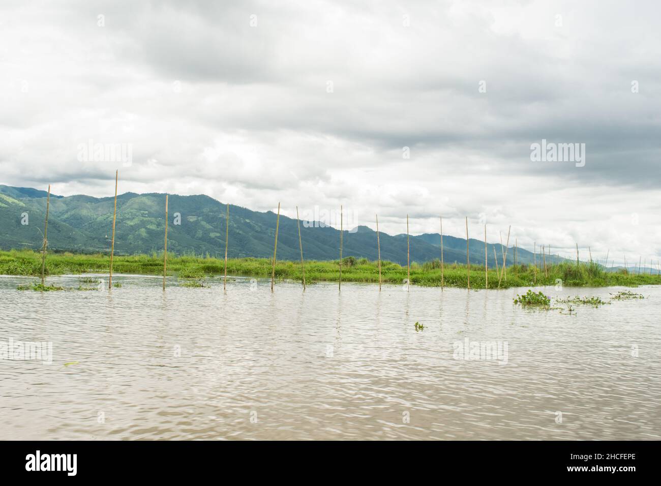 Floating gardens and farmland in Inle Lake, Myanmar, showing the rural life of Burmese people in Shan Region, Burma,  south east Asia Stock Photo