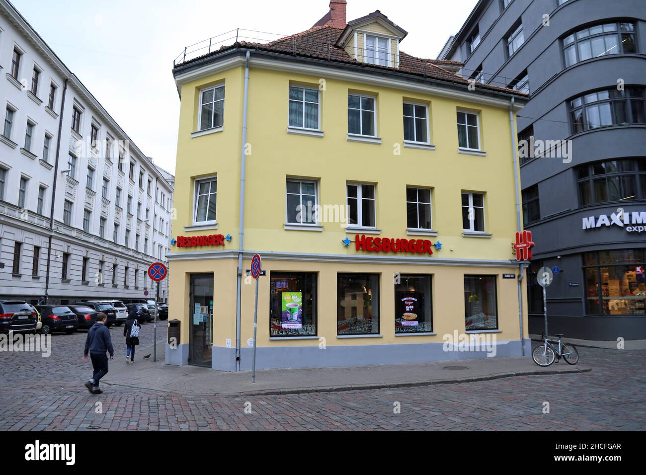 Hesburger the Finnish fast food restaurant in Riga Stock Photo