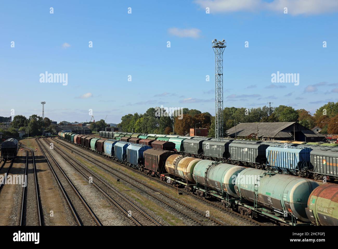 Rail freight at Liepaja in Western Latvia Stock Photo