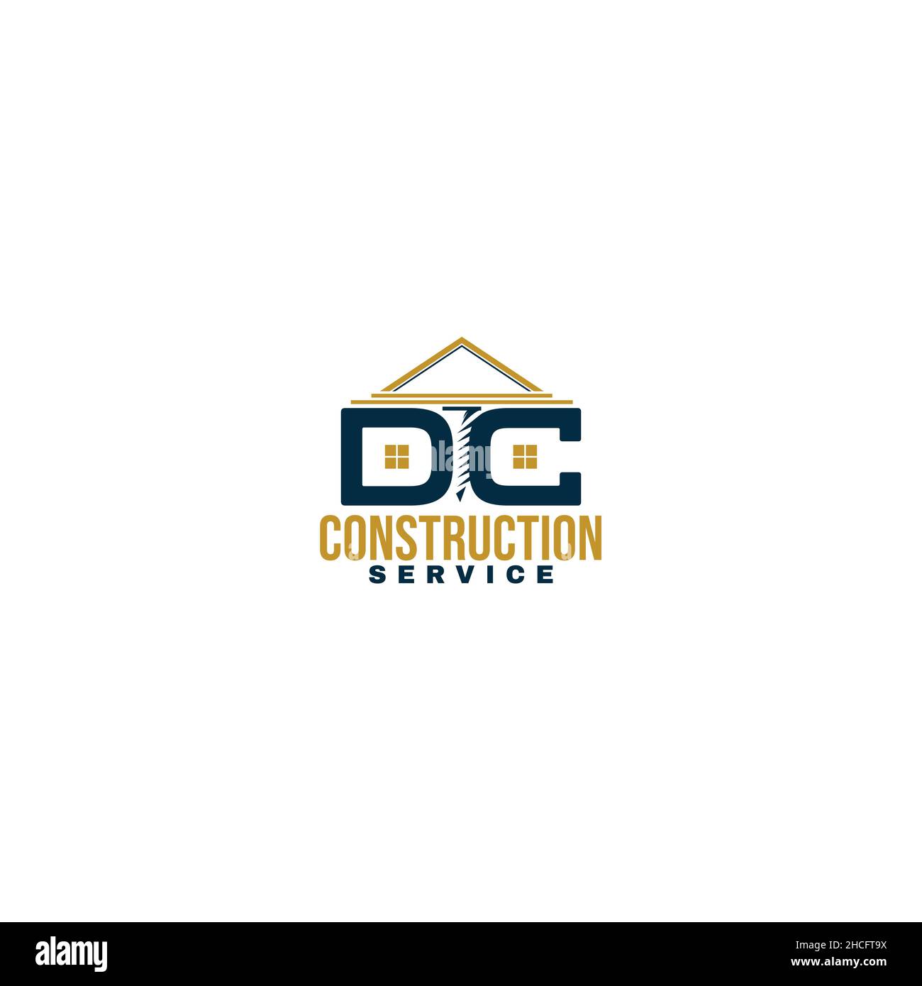 Flat Initial DC Constructions Service logo design Stock Vector