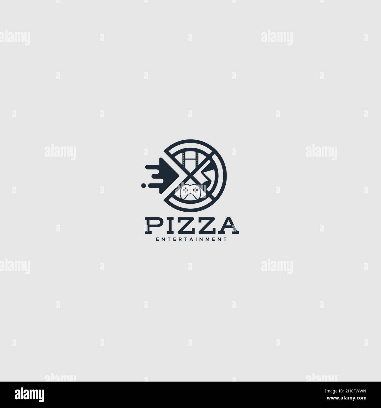 Minimalist design Pizza Entertainment logo design Stock Vector