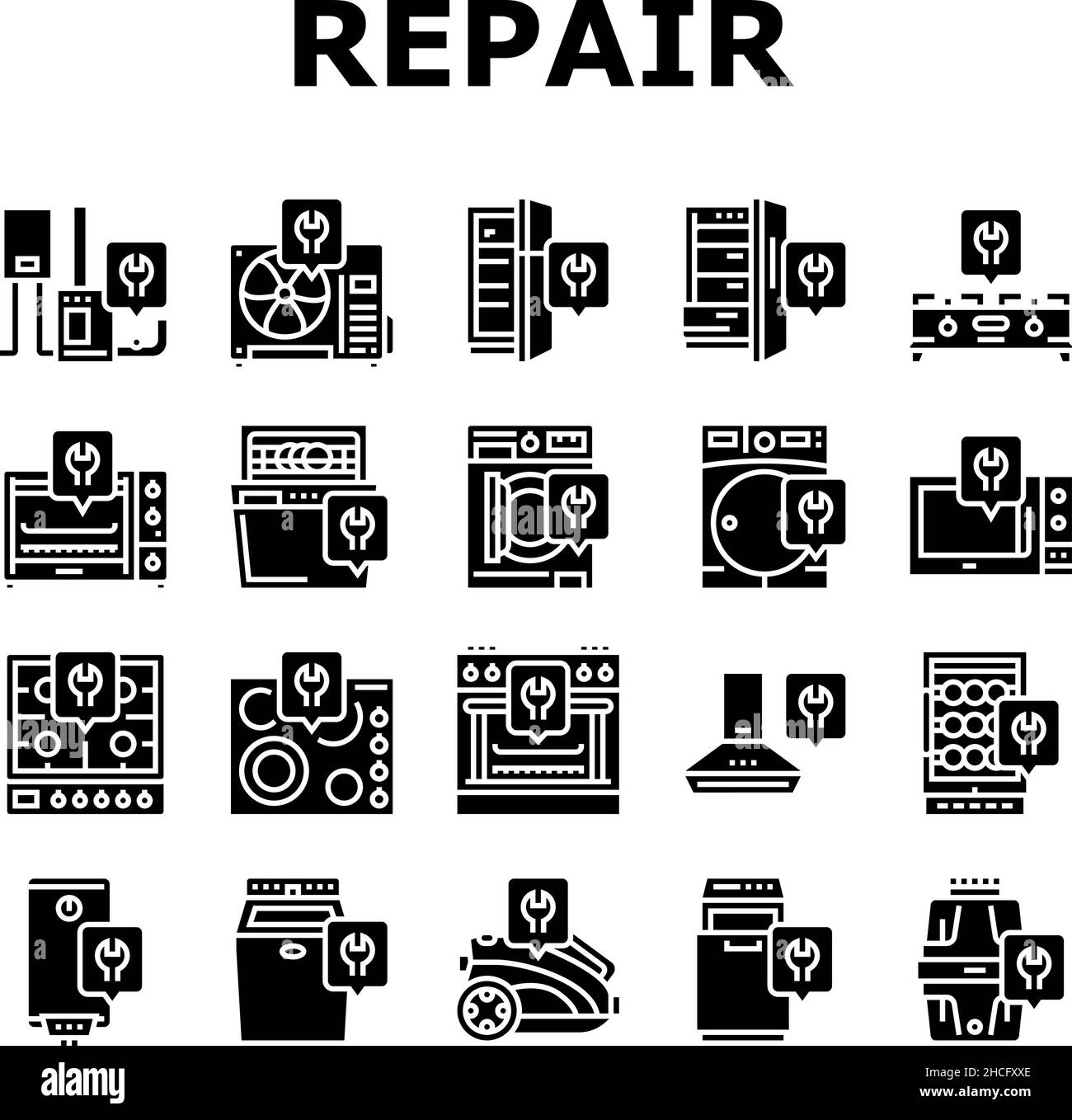 Appliances Repair Maintenance Icons Set Vector Stock Vector