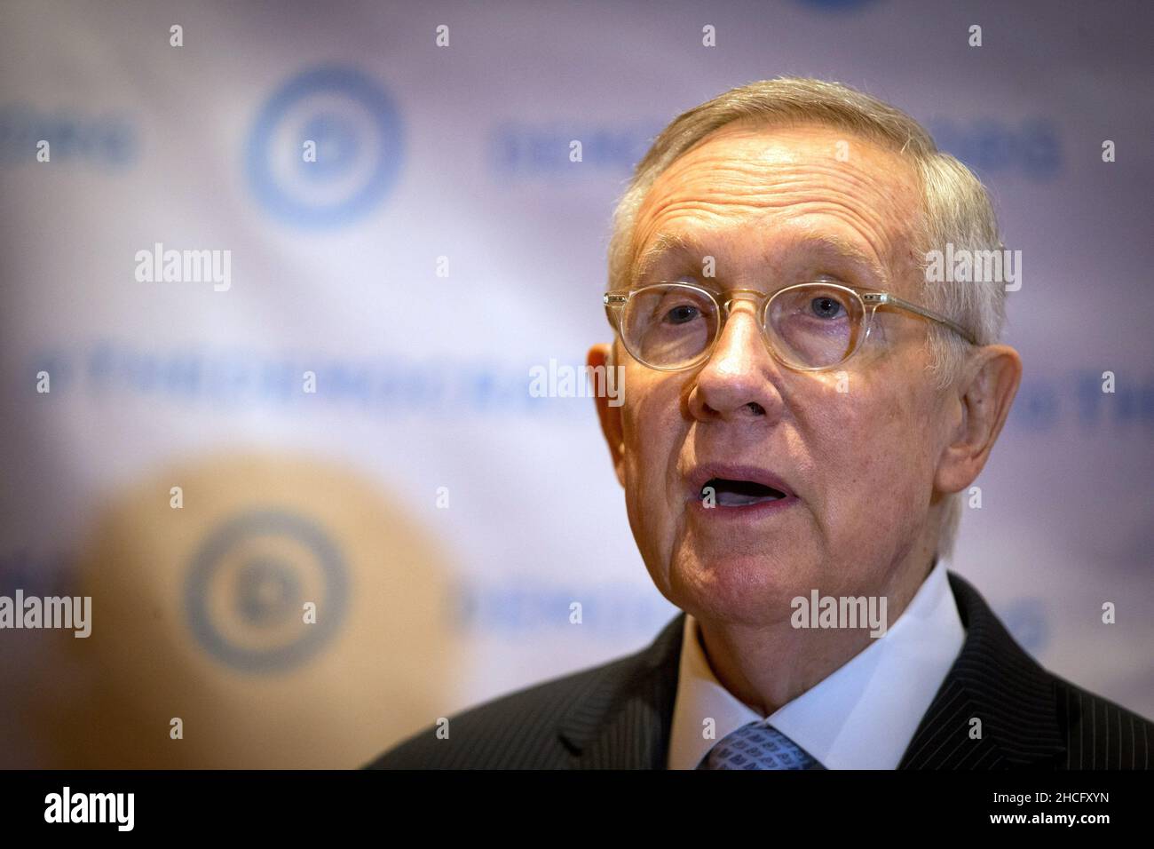 **FILE PHOTO** Harry Reid Has Passed Away. LAS VEGAS, NV - October 13: NV Senator Harry Reid addresses the media prior to the 2015 CNN Democratic Presidential Debate at Wynn Resort in Las Vegas, NV on October 13, 2015. Credit: Erik Kabik Photography/ MediaPunch Stock Photo