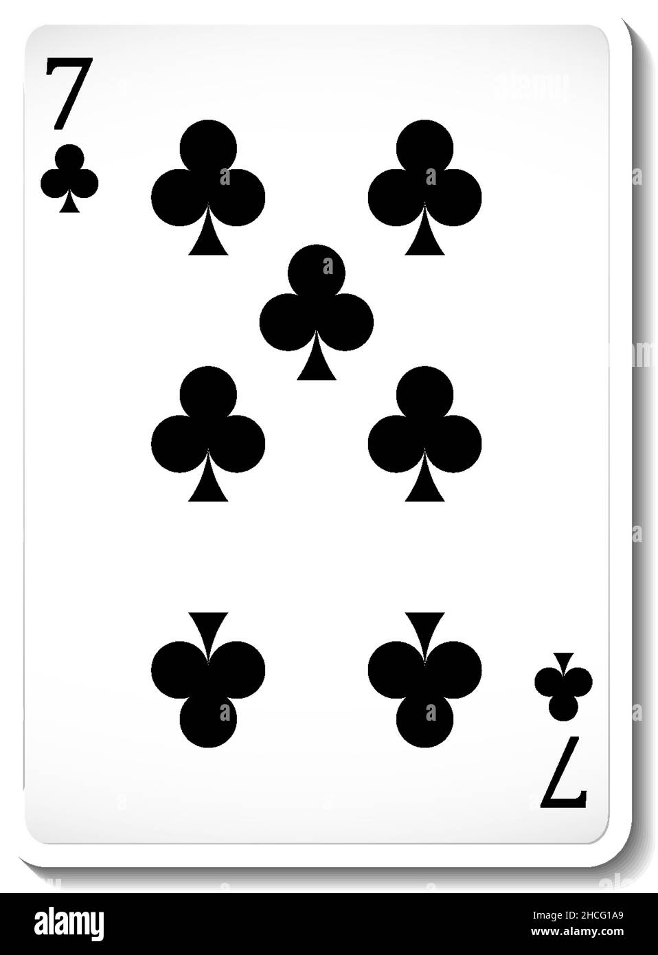 Seven of Clubs Playing Card Isolated illustration Stock Vector
