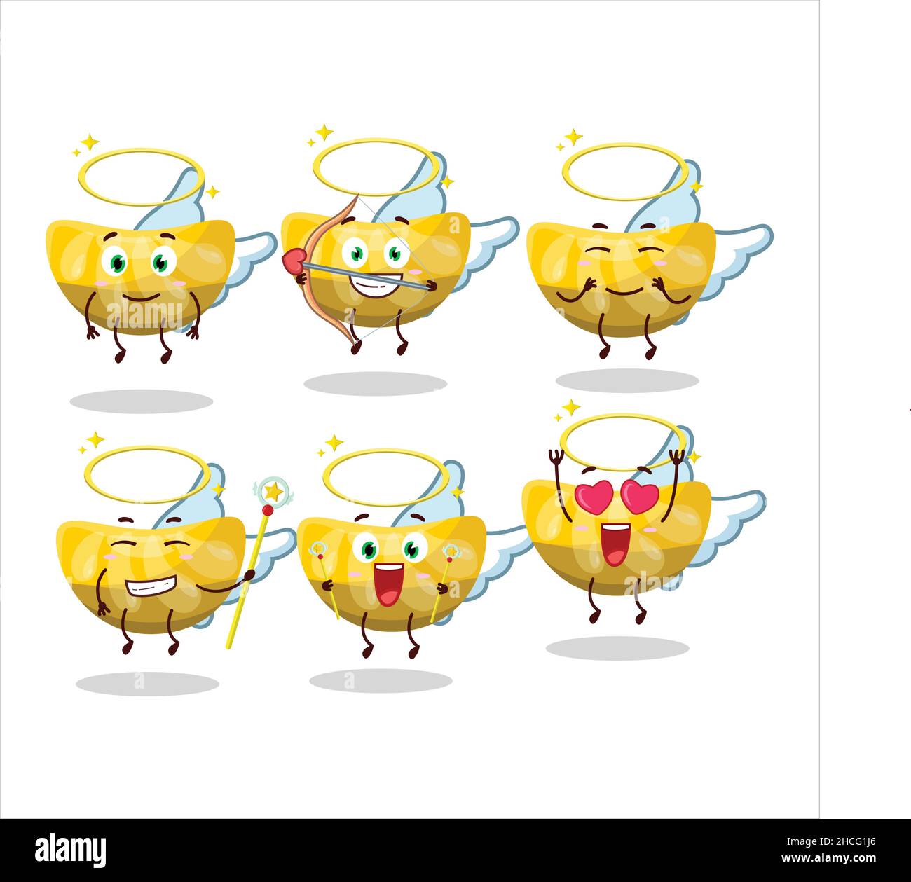 Orange Gummy Candy Cartoon Designs As A Cute Angel Character Vector