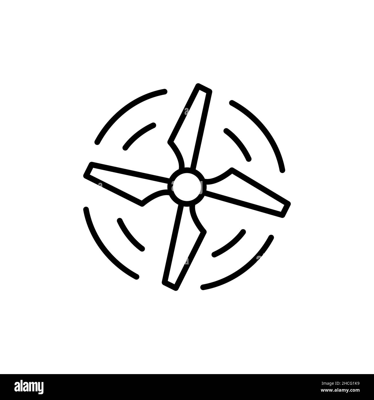 Drone propeller top view with rotating blades. Pixel perfect, editable stroke icon Stock Vector