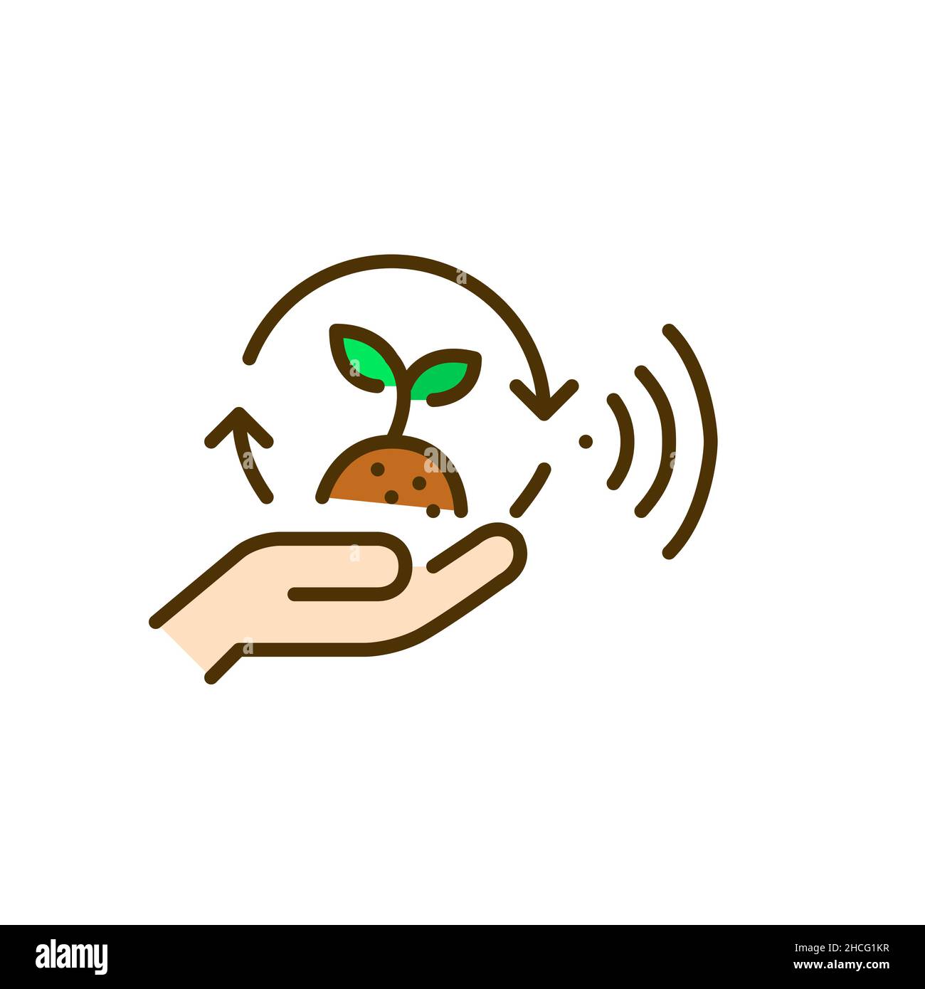 Smart farming icon. Plant sprout in a hand. Pixel perfect, editable ...