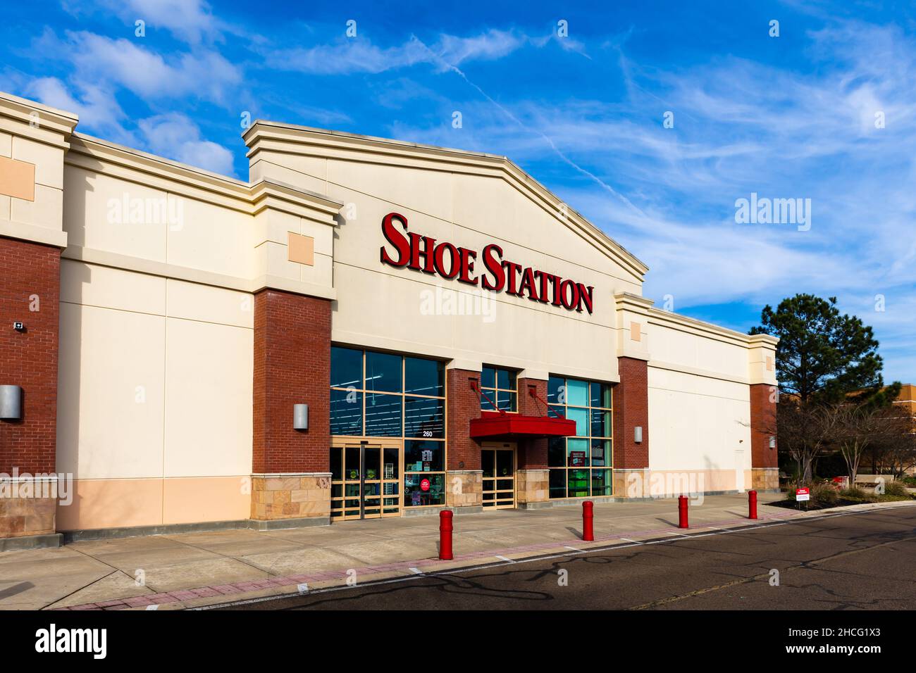 Flowood, MS - December 15, 2021: Shoe Station is a footwear store chain stocking shoes for men, women and kids. Stock Photo