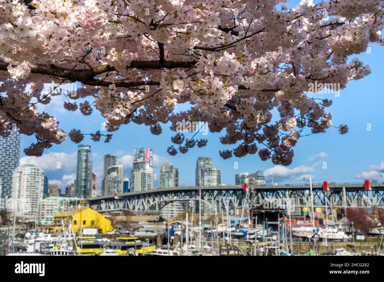 Vancouver City downtown skyscrapers skyline and Granville Bridge