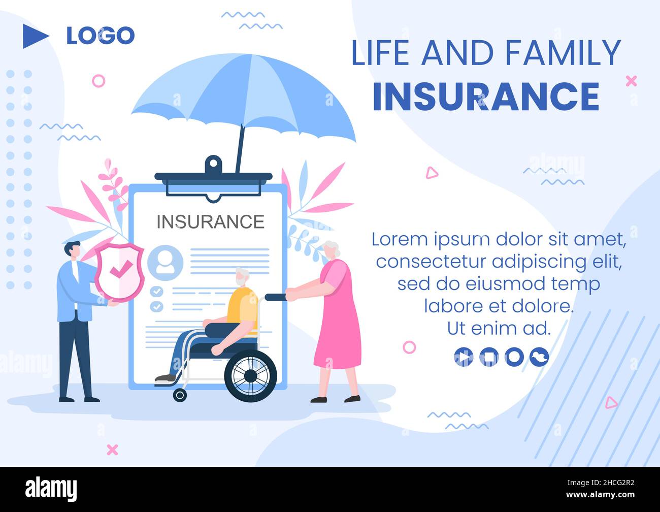 Family Life Insurance Brochure Template Flat Design Editable ...