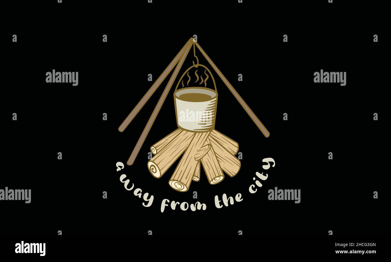 away from the city design camping monogram text vector template Stock Vector