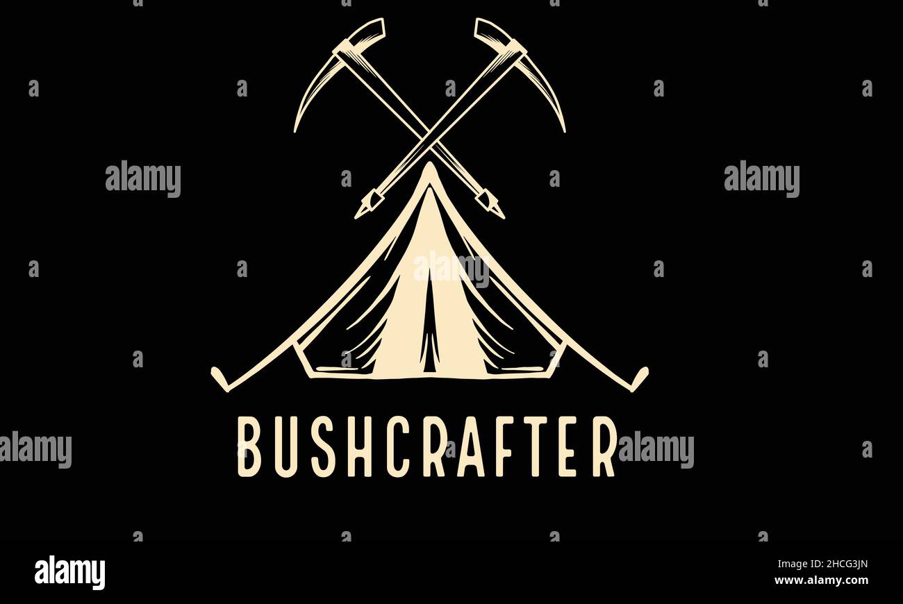 bushcrafter camping monogram text vector template Stock Vector