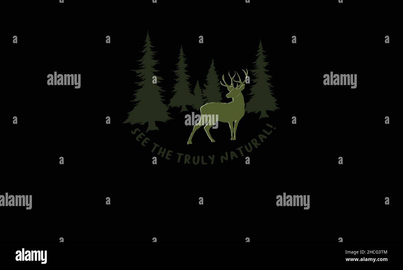 see the truly nature  deer camping monogram text vector template Stock Vector
