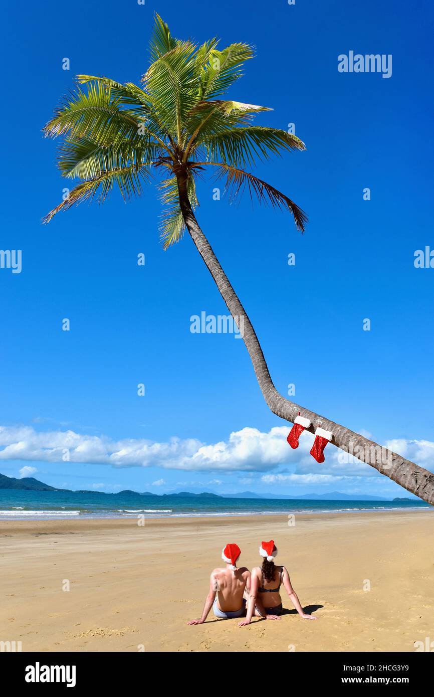 Tropical Christmas on the beach Stock Photo