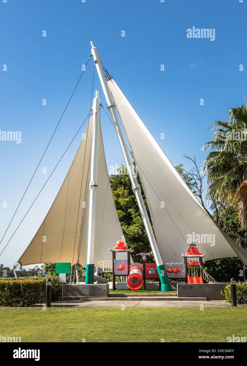 Bangkok, Thailand 28 Dec 2021 Shaded kid's playground activity