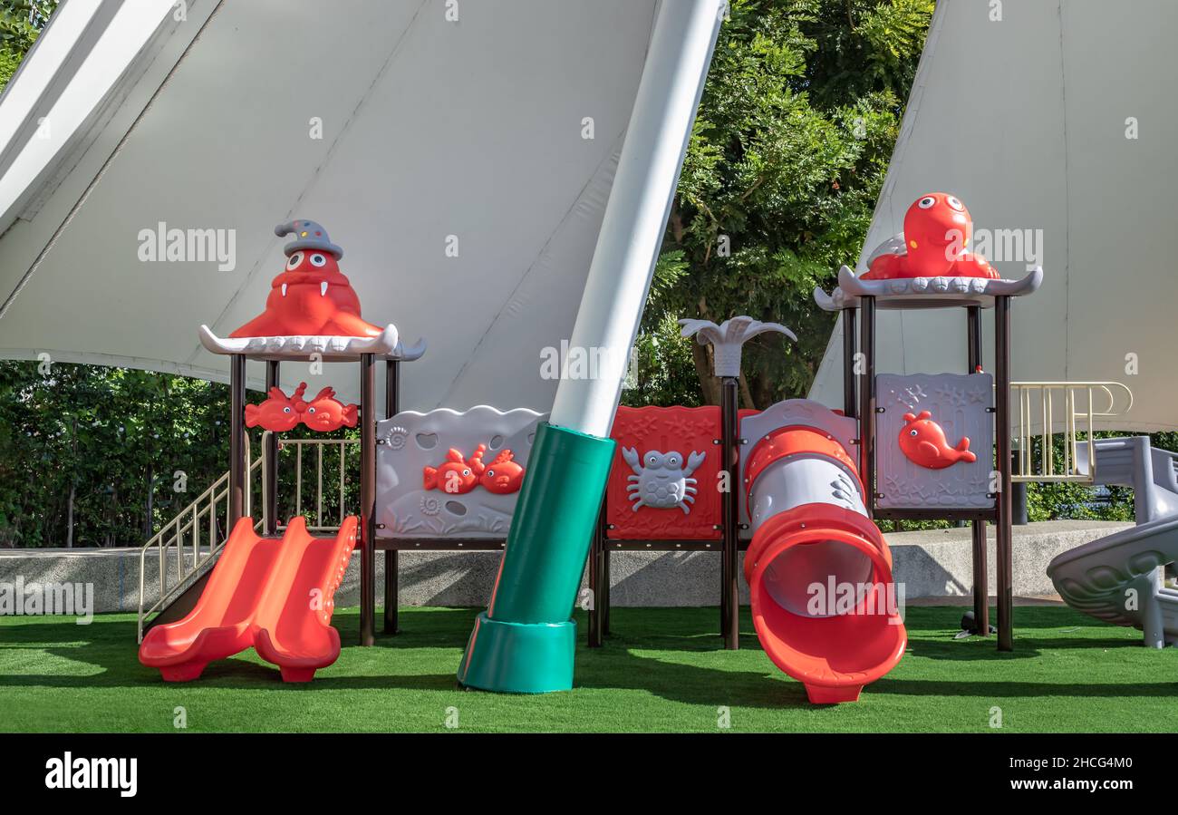 Bangkok, Thailand 28 Dec 2021 Shaded kid's playground activity