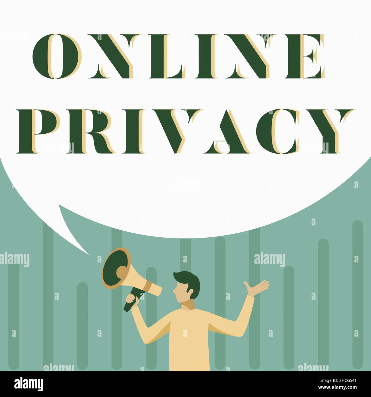 Writing Megaphone Hand writing sign Online Privacy. Business overview Security level of ...