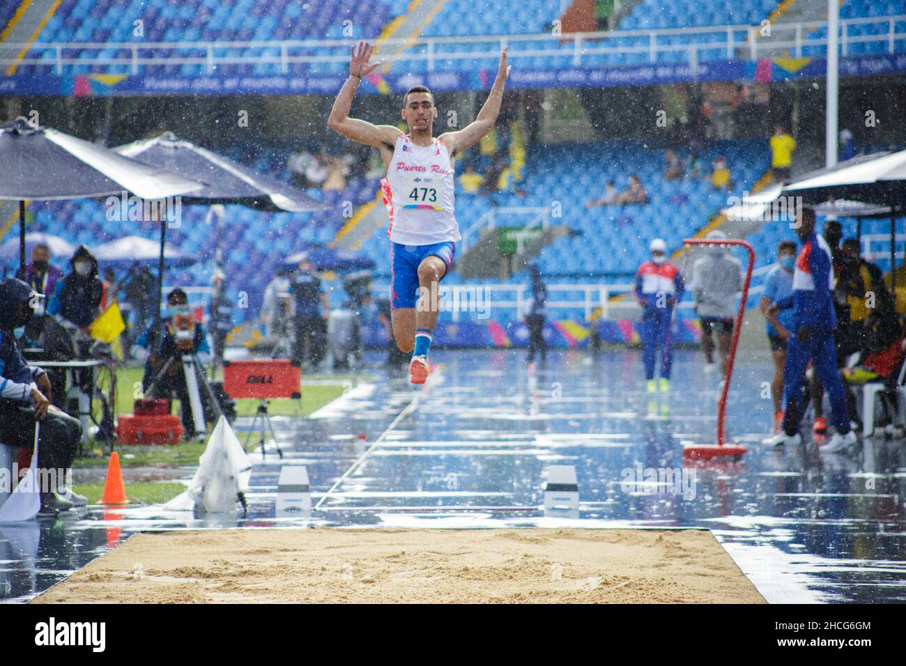 Shawn Alexander Diaz Torres from Puerto Rico Athletism team participates during the 2021 Junior Pan American Sport Games in Cali, Valle del Cauca, Colombia on December, 1 2021 Stock Photo