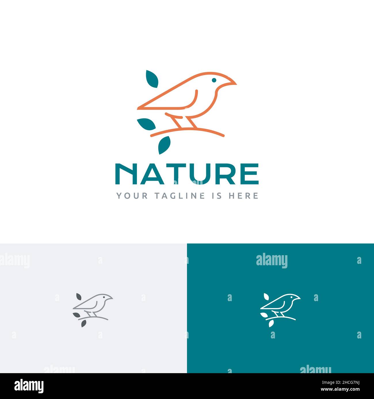 Cute Sparrow Little Bird Nature Freedom Peace Line Logo Stock Vector