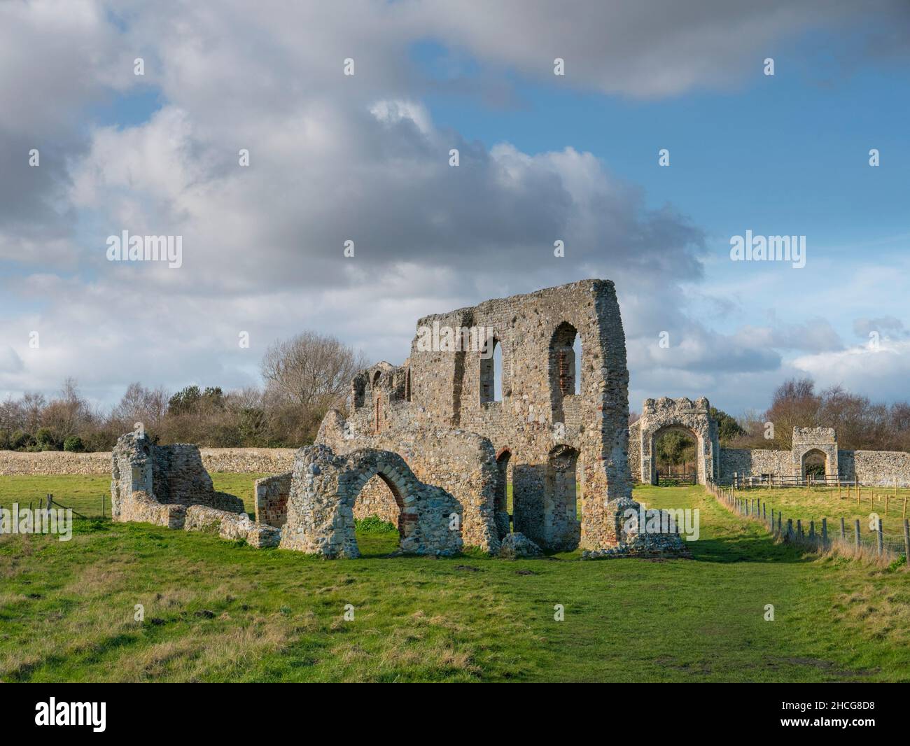 Medieval Franciscan friary; Greyfriars; Dunwich; ruined; remains Stock Photo