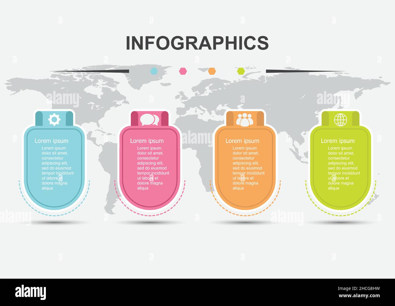 Infographic design 4 element banners with shadow, stock vector Stock Vector