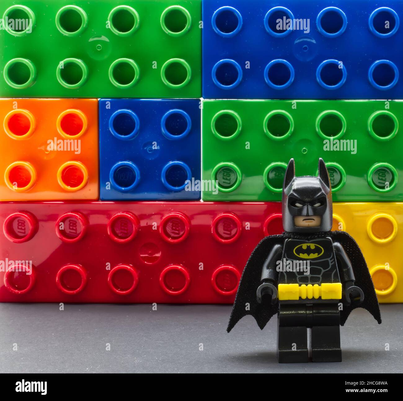 Lego Batman miniature against Lego building blocks Stock Photo - Alamy