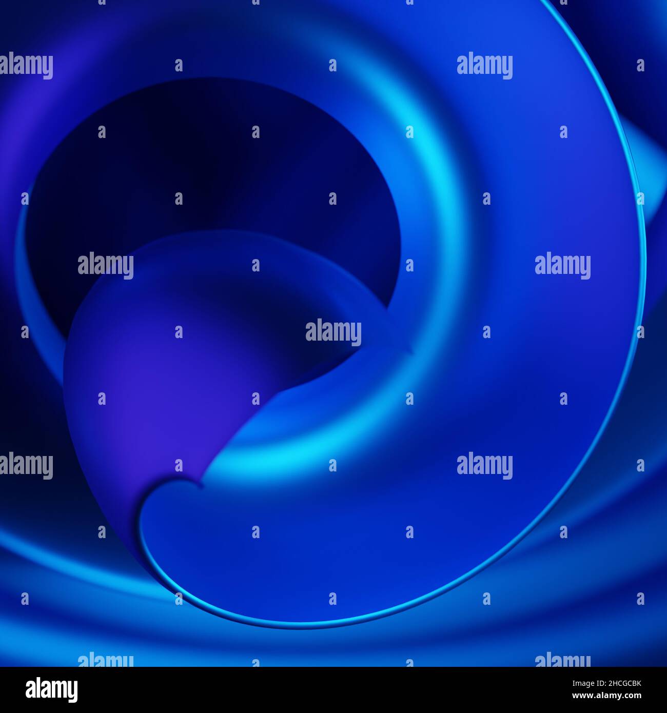 3d illustration of an abstract colorful blue background with spiraling ...