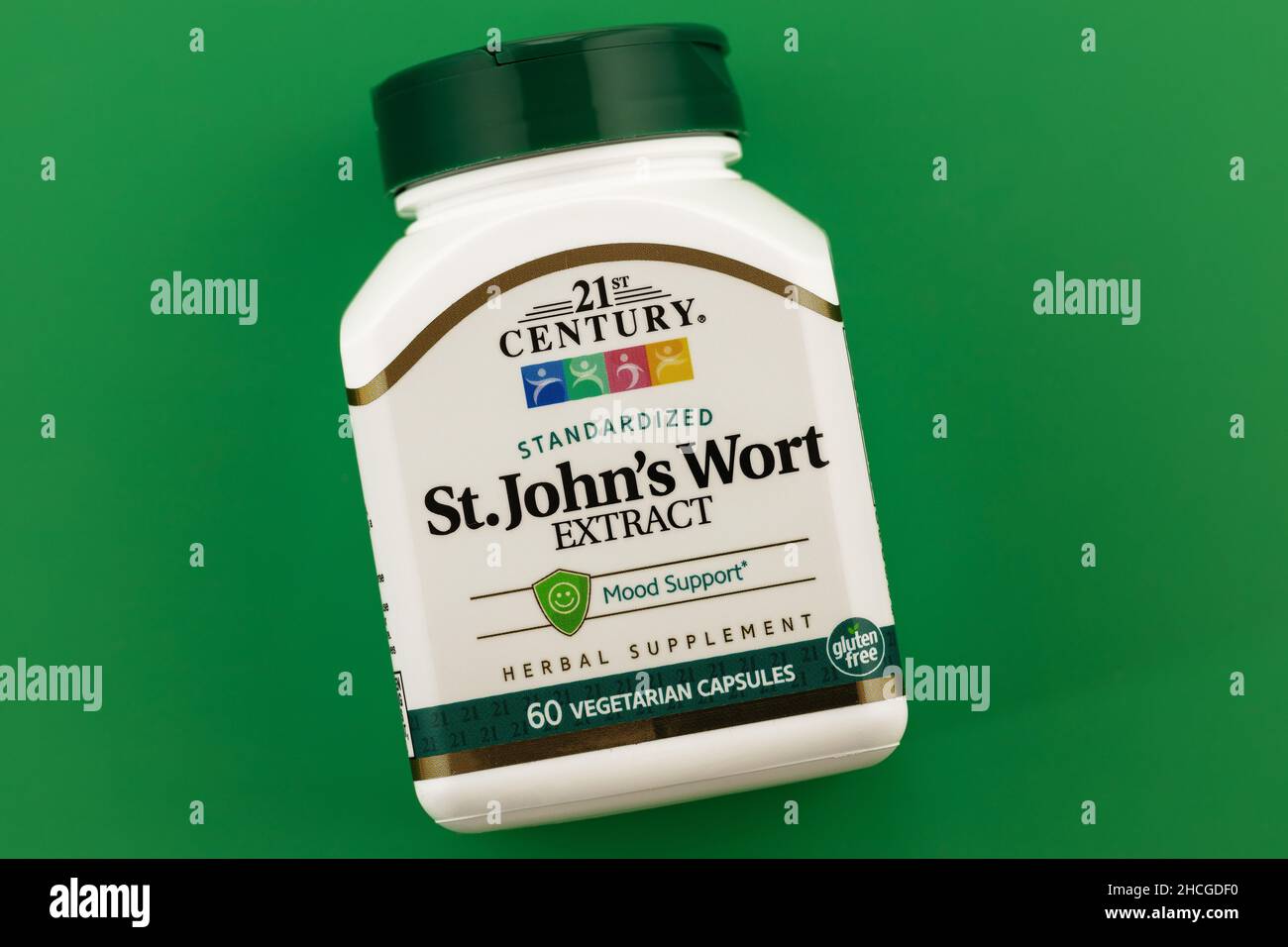 St. John's wort supplement capsules in the jar. dietary supplement