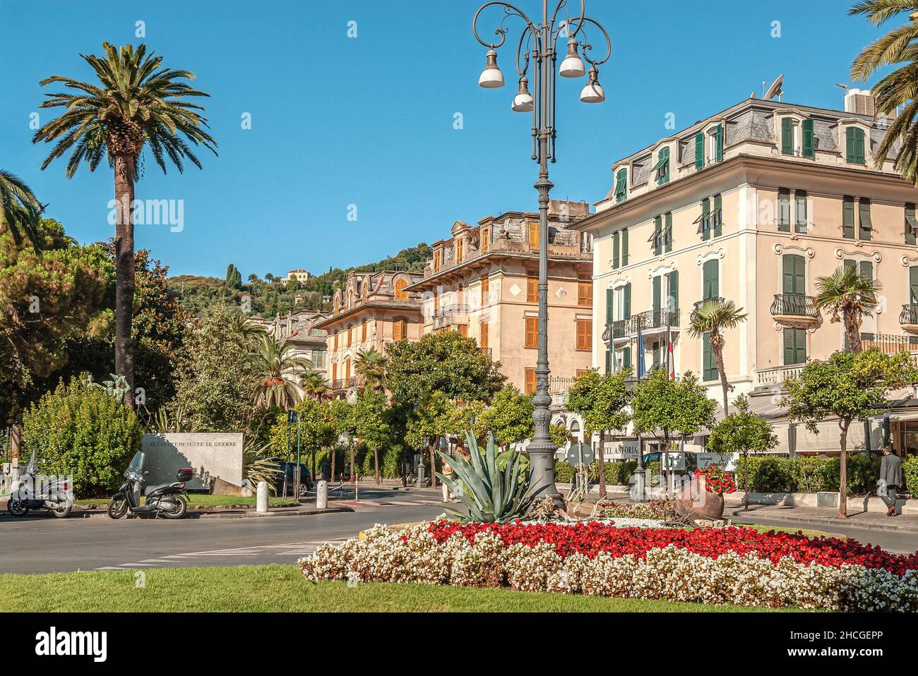 Flower display at the Piazza IV Novembre in Rapallo, Liguria, Italy Stock Photo