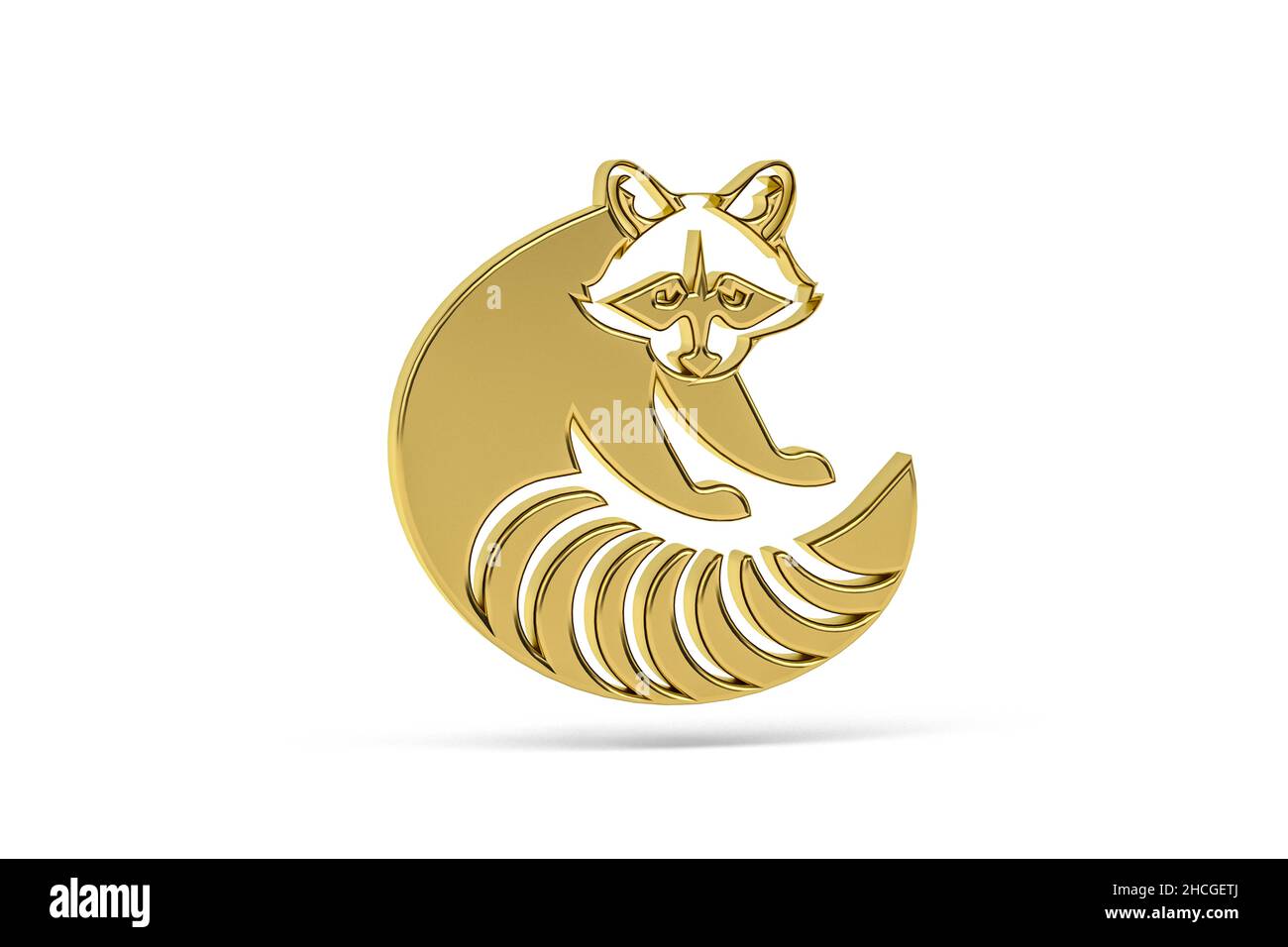 Golden 3d raccoon dog icon isolated on white background - 3d render ...