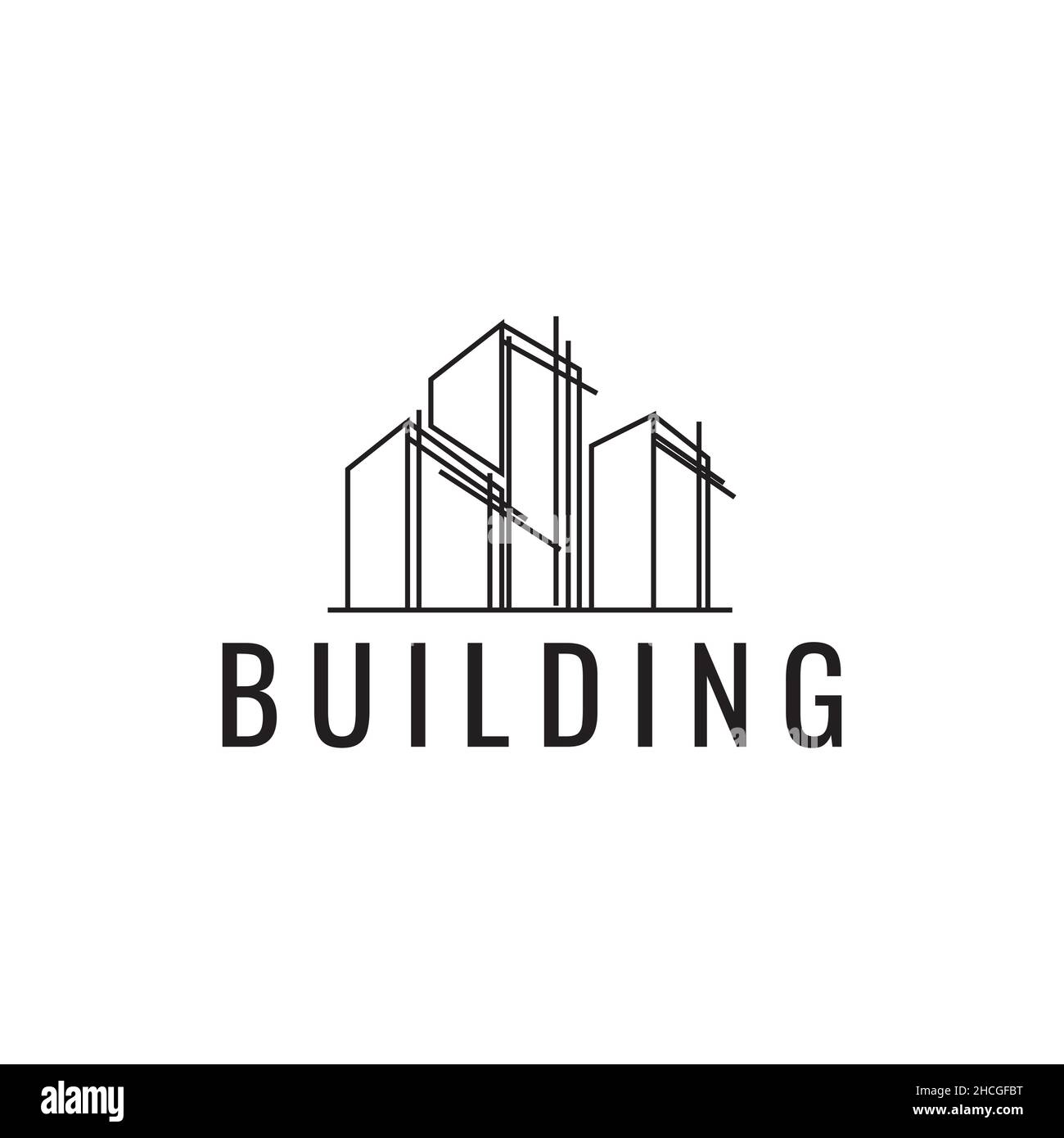 minimalist building structure line logo design vector graphic symbol ...