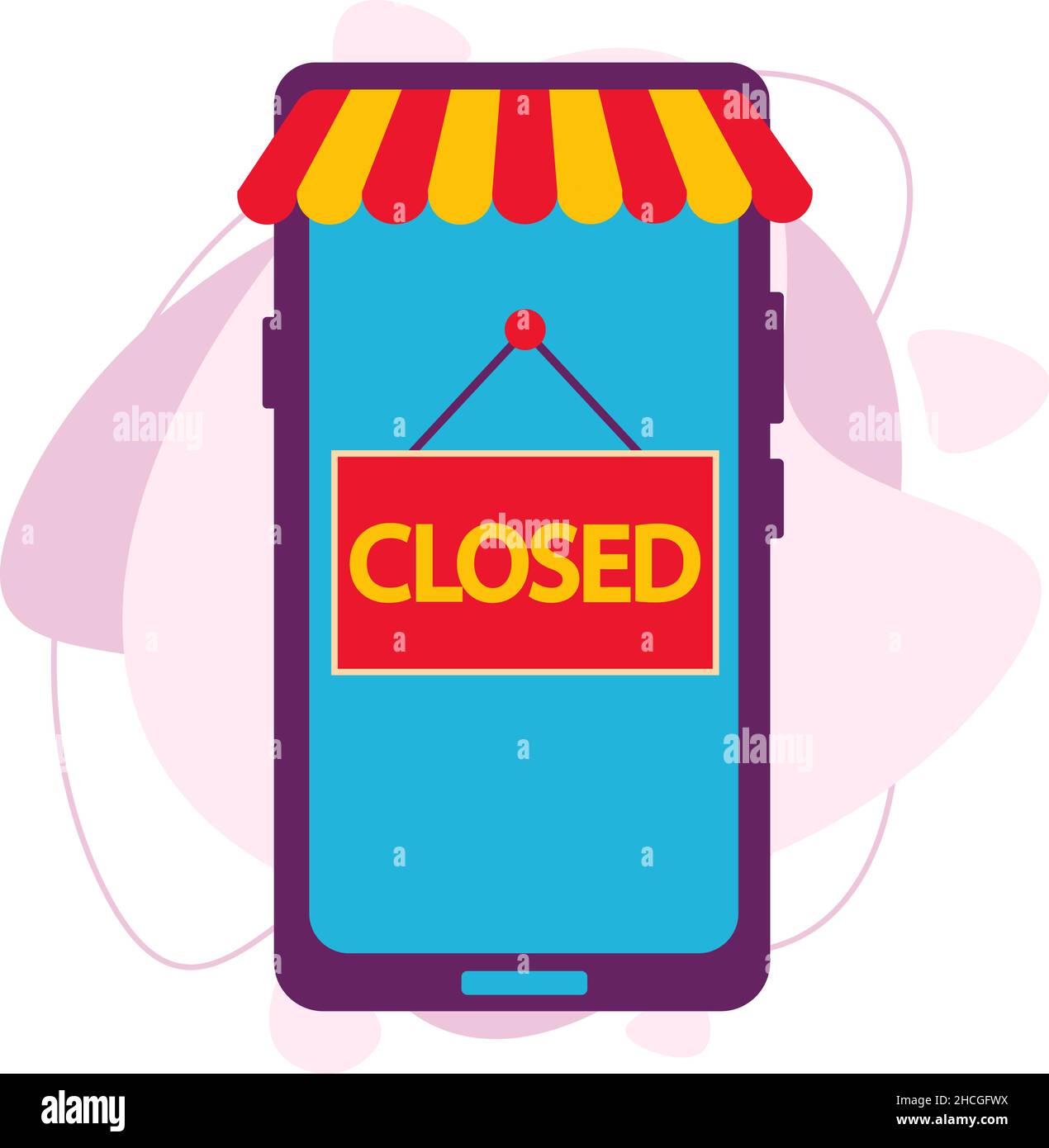 The store in the phone with the inscription closed. Stock Vector
