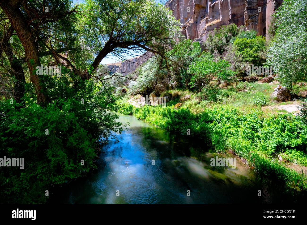 Ihlara Valley. Melendiz Stream and Ihlara Valley in Aksaray Turkey. Natural landmarks of Turkey. Stock Photo