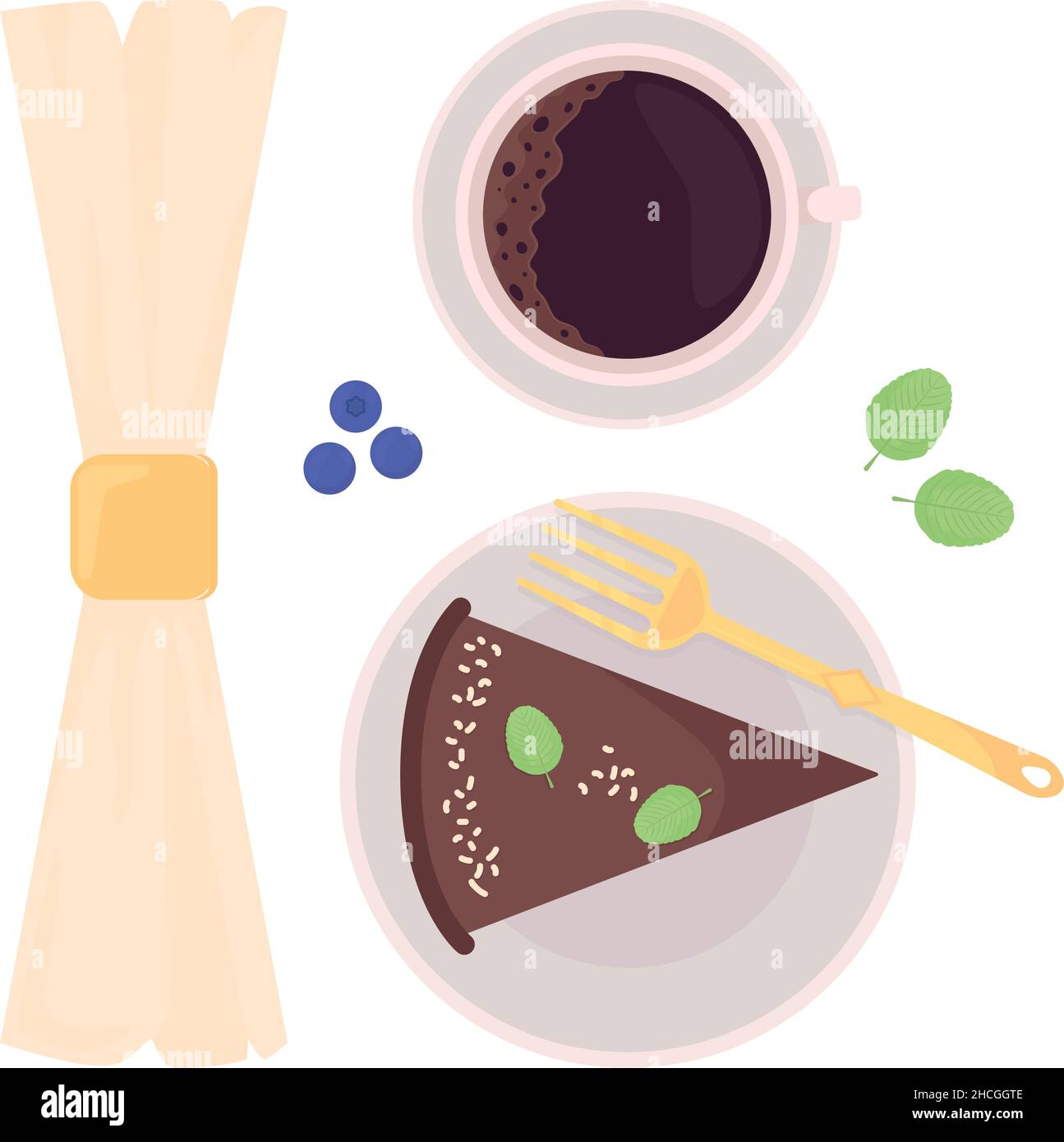 Cake for coffeeshop semi flat color vector object set Stock Vector