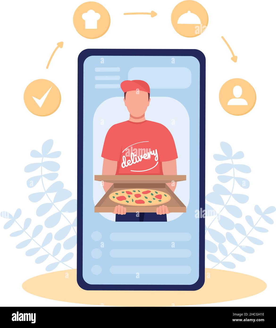 Fast food delivery app flat concept vector illustration Stock Vector ...