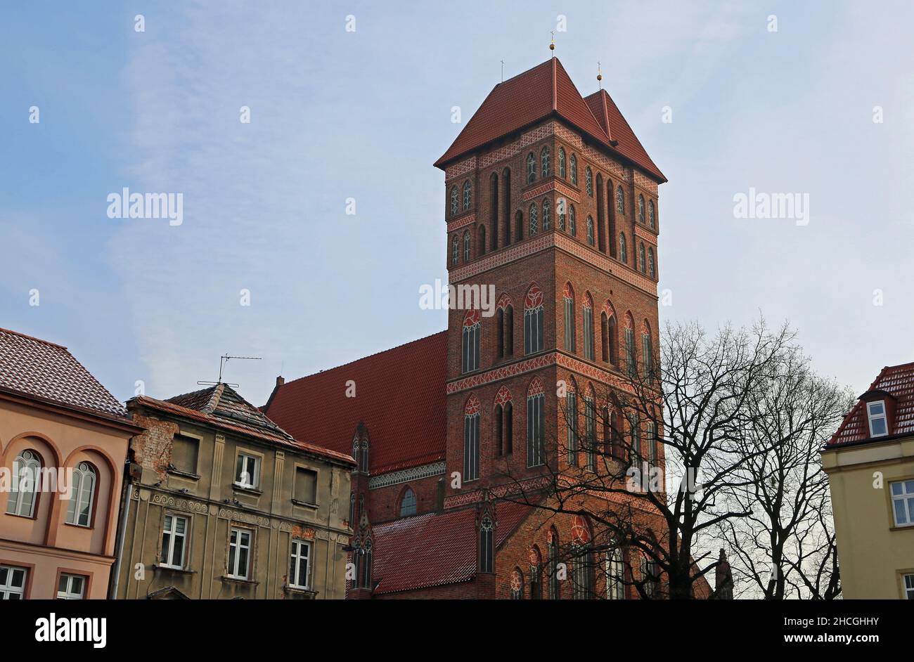 The tower of Saint Jacob's Church - Torun, Poland Stock Photo