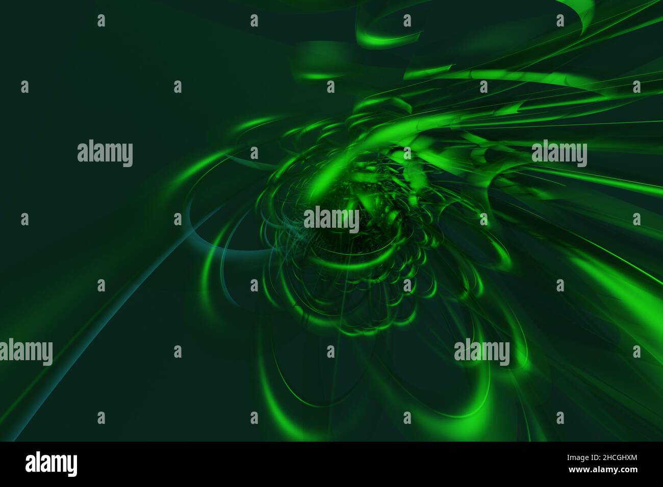 Abstract green 3d illustration - geometric background with waves ...