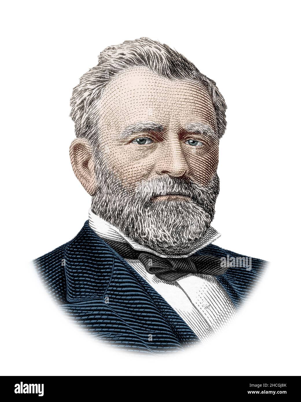 Ulysses S. Grant  Portrait Isolated on White Background Stock Photo