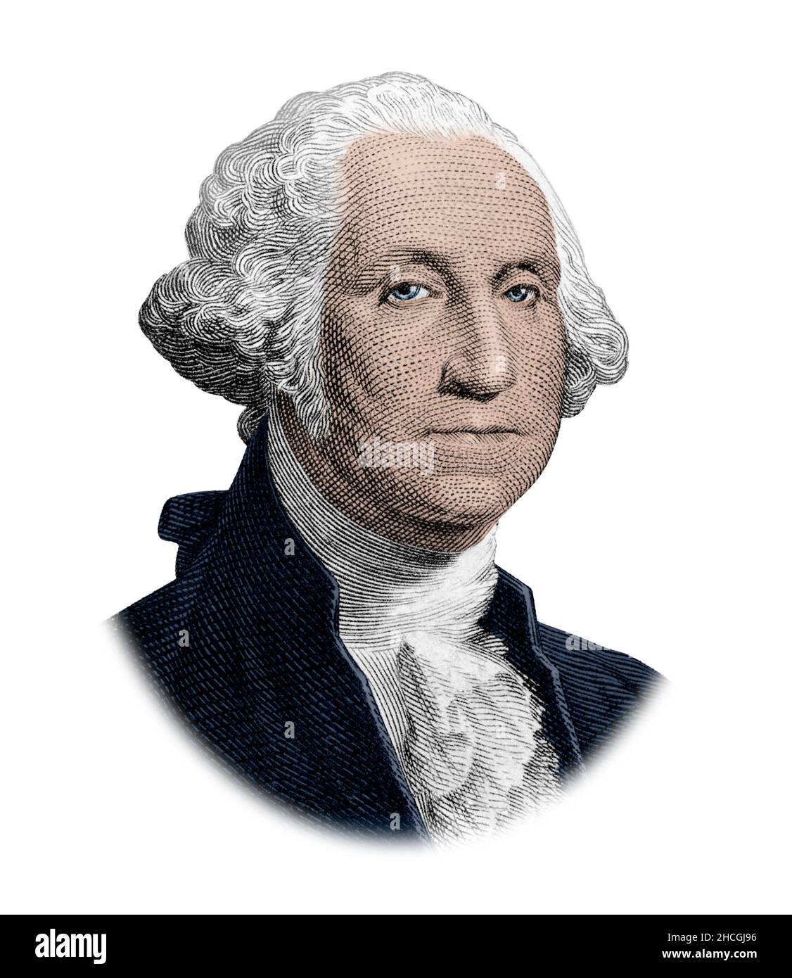 A George Washington's Portrait Isolated on White Background Stock Photo
