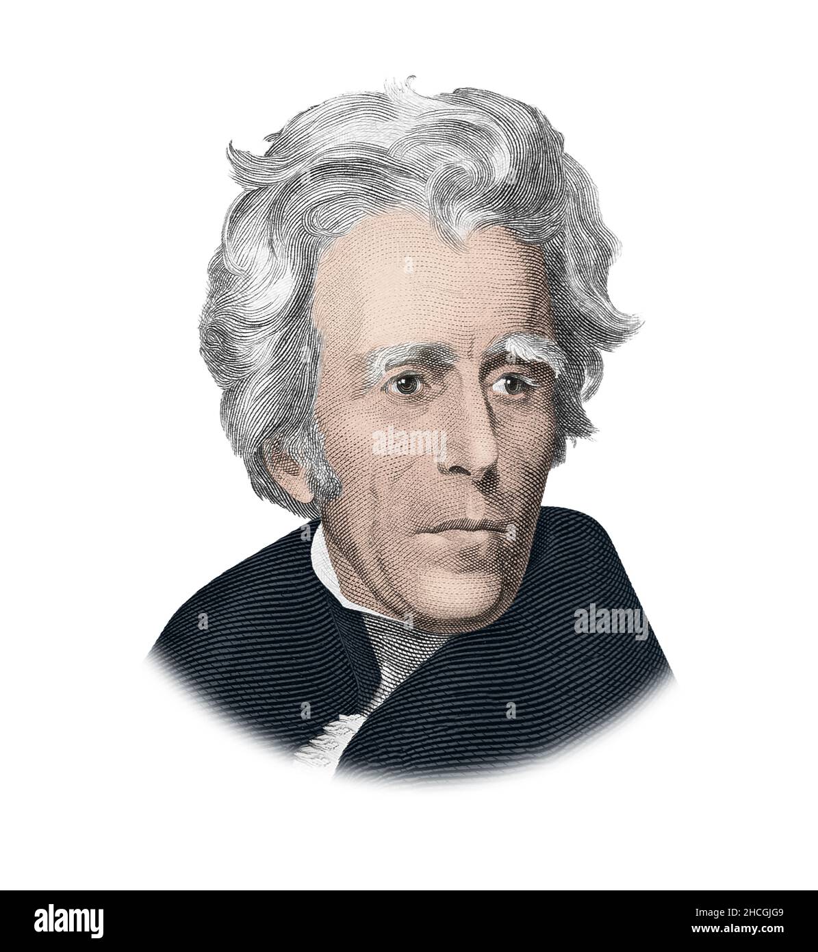 Andrew Jackson Portrait Isolated on White Background Stock Photo