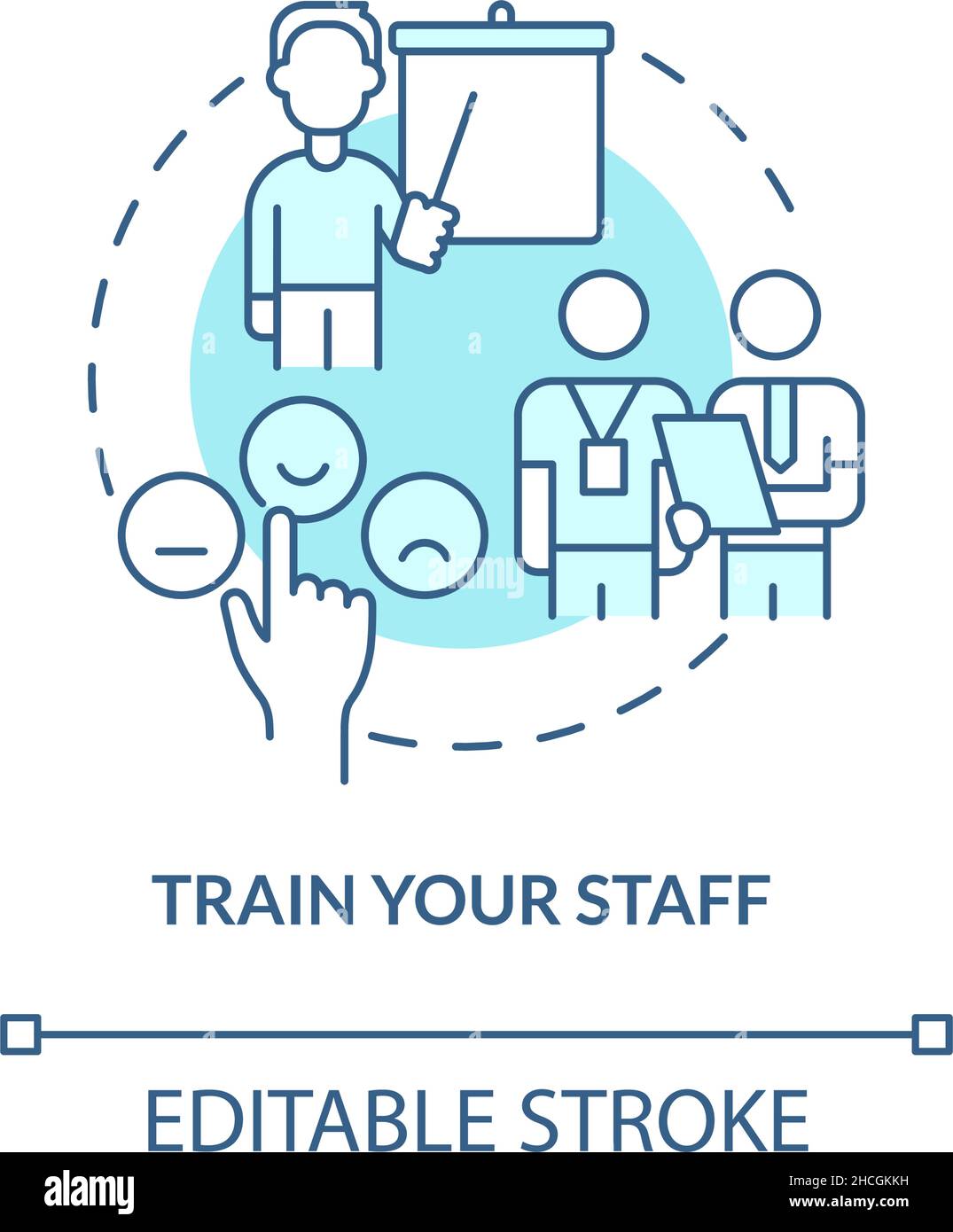 Train your staff turquoise concept icon Stock Vector