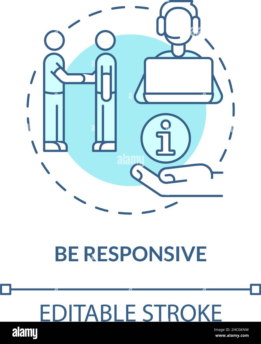 Be responsive turquoise concept icon Stock Vector