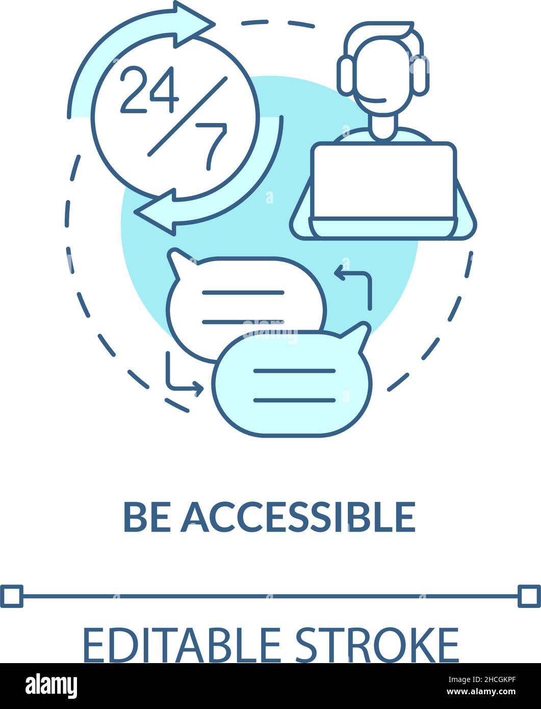 Be accessible turquoise concept icon Stock Vector