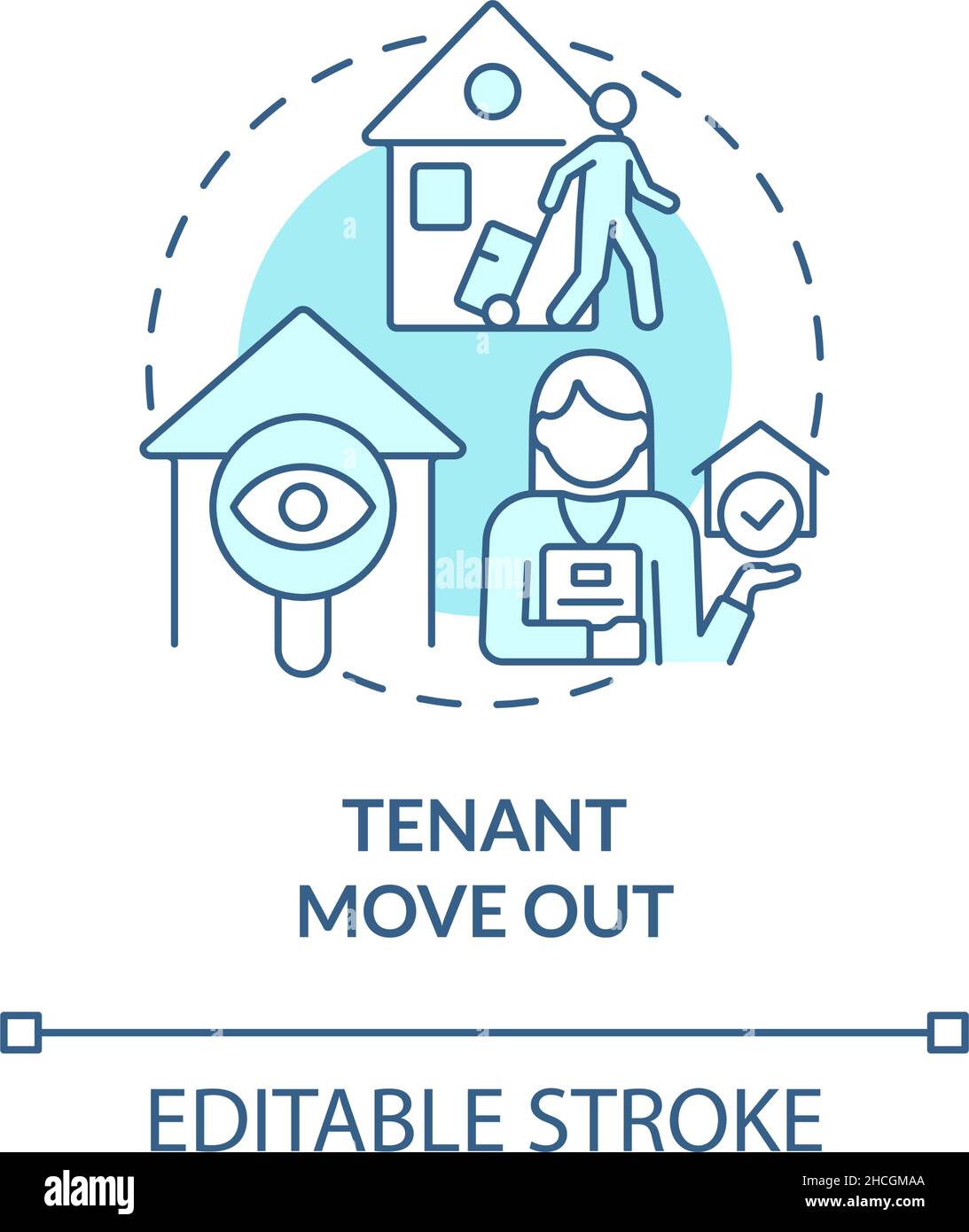 Tenant move out turquoise concept icon Stock Vector